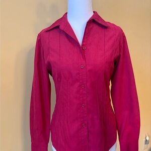 Talbot’s Petites Pink Pleated Collar Button Up Women’s P ClassicTailored Office